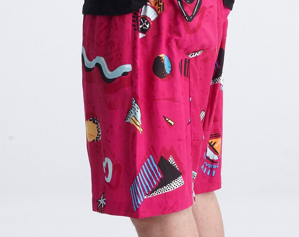 Men’s Pop Icon Print Fuchsia Vacation Shorts - alternate view